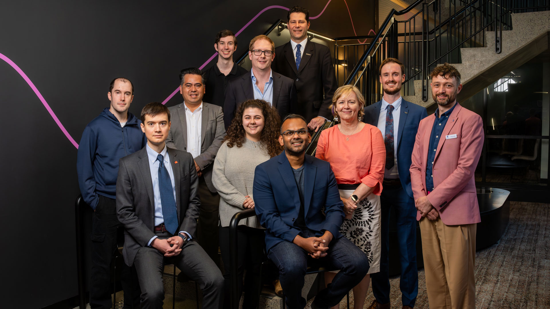 Graduates with UniSA’s Deputy Director: Business Incubation Craig Jones and Kirk Drage and Kathryn Heaton from LeapSheep.