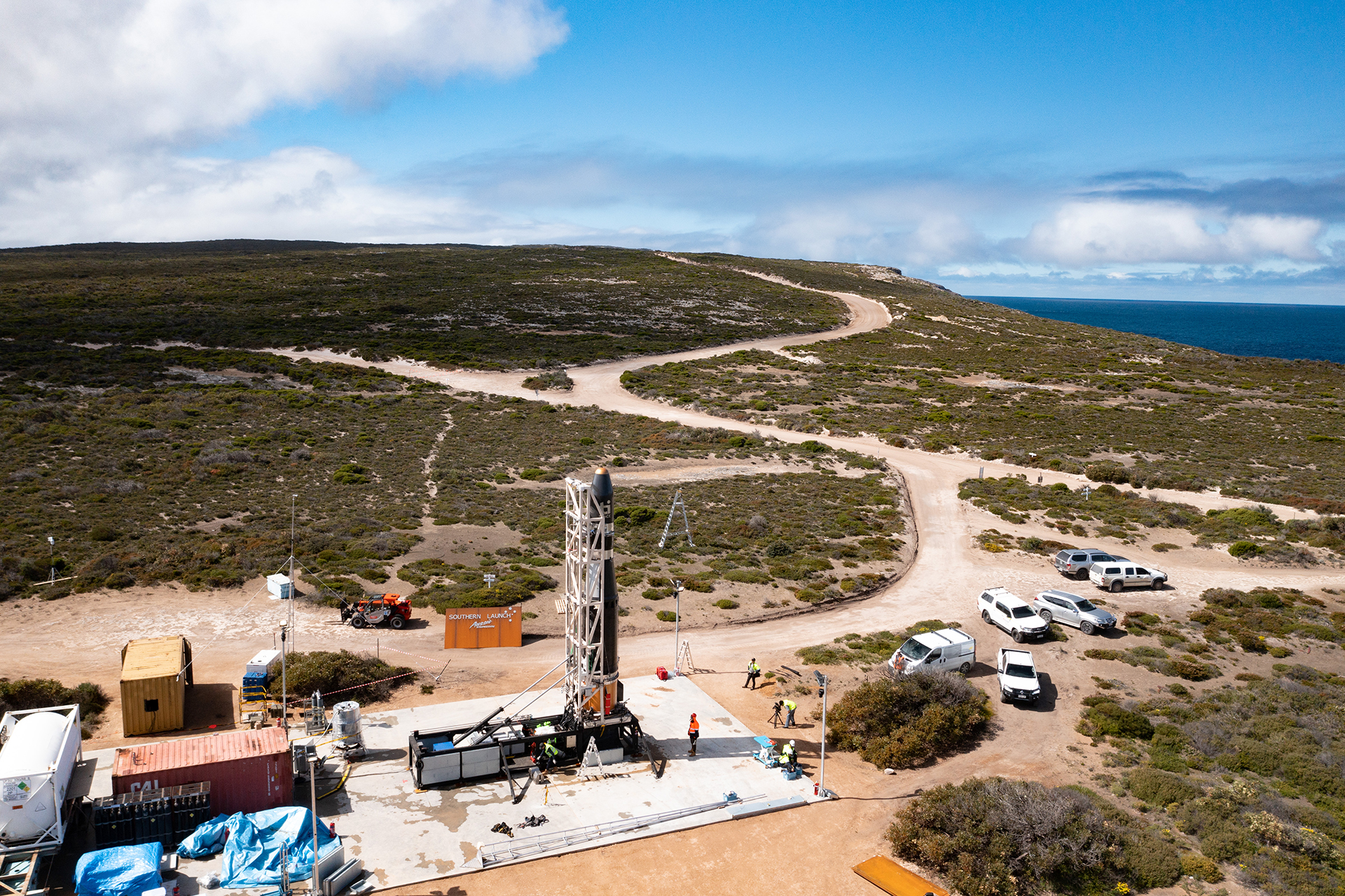 Photo of rocket at the Whalers Way Orbital Launch Complex in South Australia